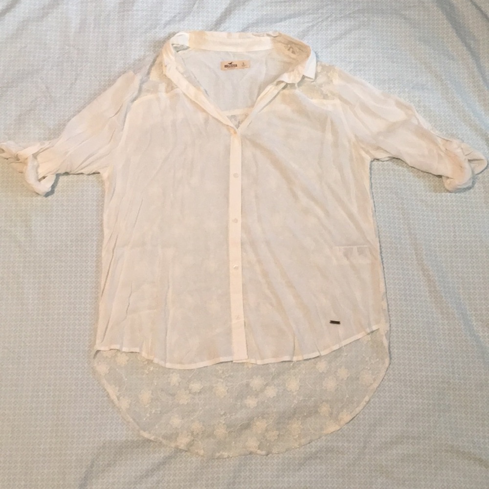 Hollister—High-low Lace Back Button Down